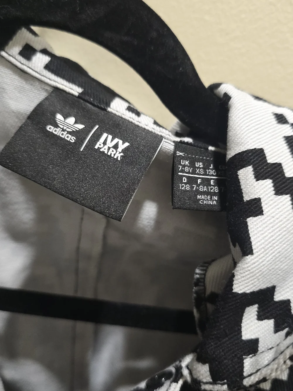 Adidas x Ivy Park Kids' Unisex Black & White Houndstooth Print Jumpsuit Sz-7-8Y